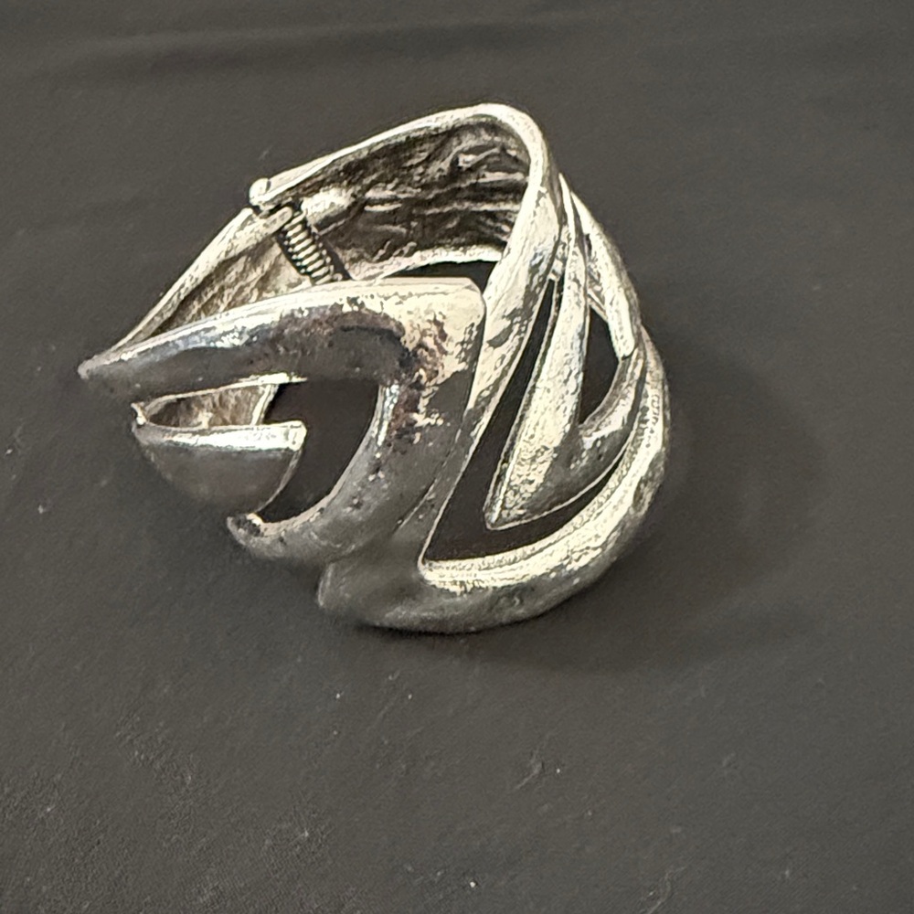Chunky Sculptural Silver-Tone Statement bracelet